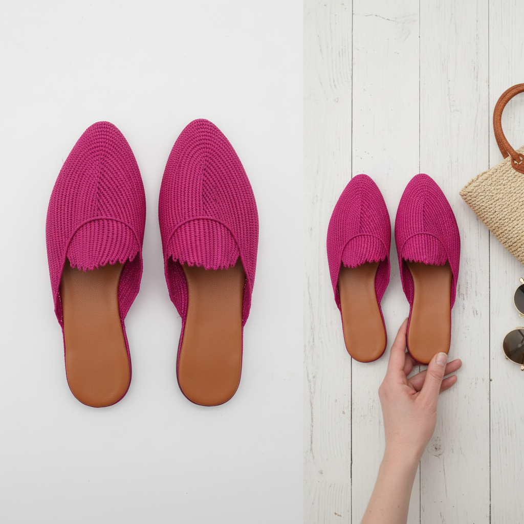 Raffia Loafers for Women – Pink Summer Slip On Mule Shoes