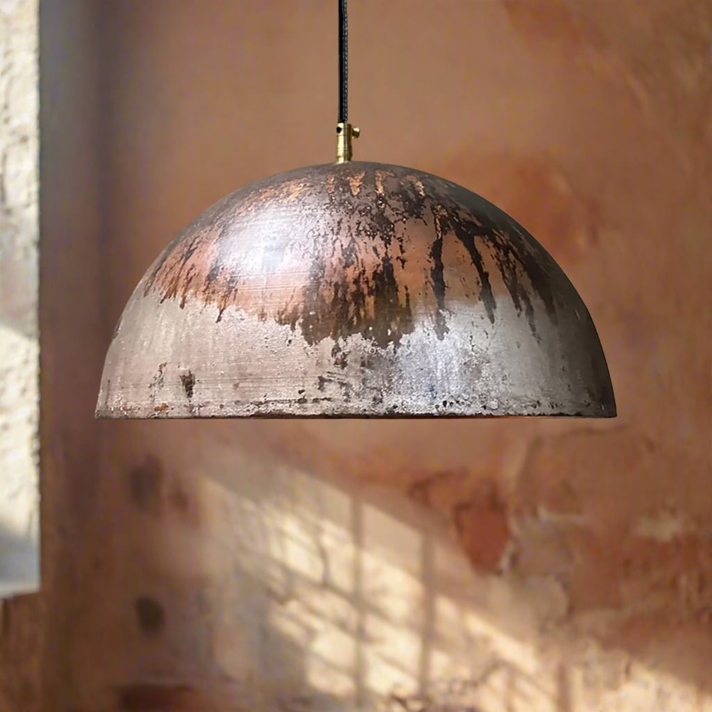 Oxidized Copper Dome Pendant Light