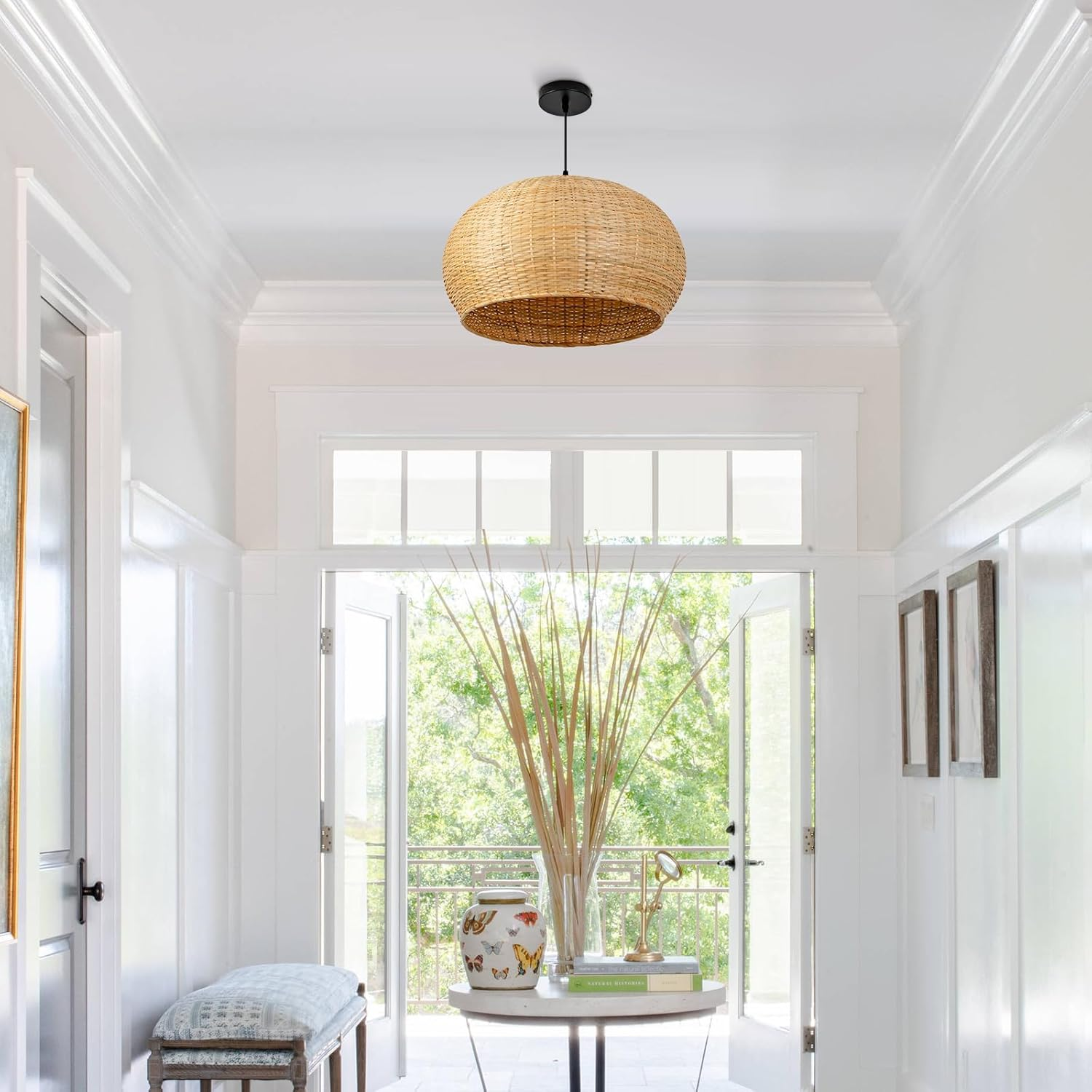 Juanita Wabi Sabi Dome Wicker Bamboo Ceiling Light