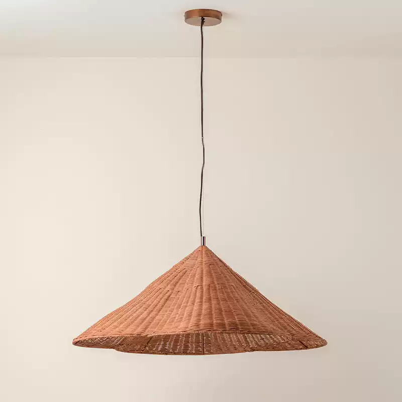 Kalani Scallop Rattan Pendant Light – Cone Shade