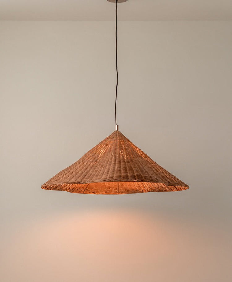 Kalani Scallop Rattan Pendant Light – Cone Shade