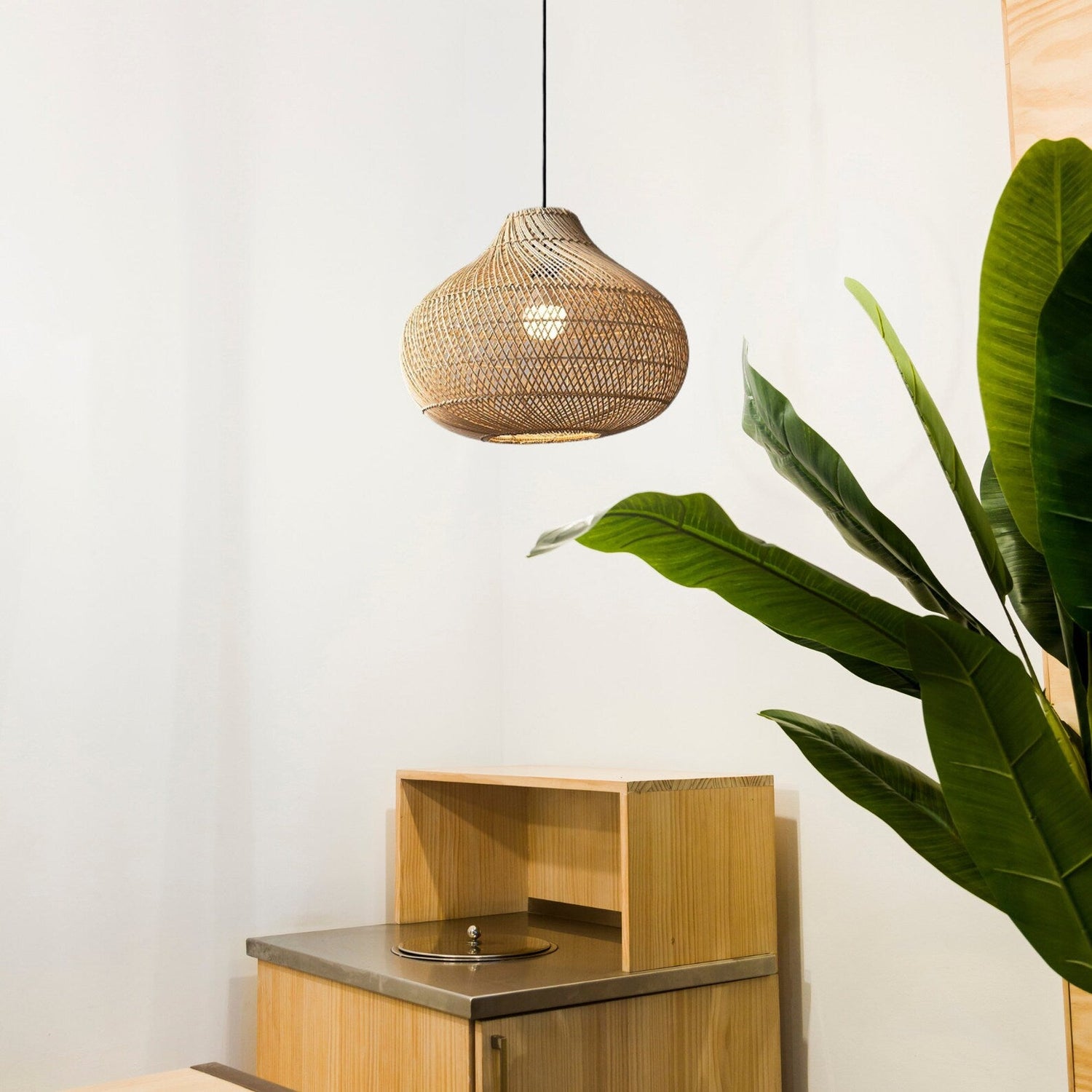 Karjearl Rattan Pendant Light 16 Inch