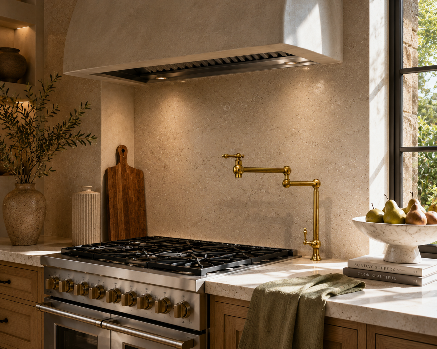 Solid Brass Folding Kitchen Faucet - Deck Mounted Pot Filler