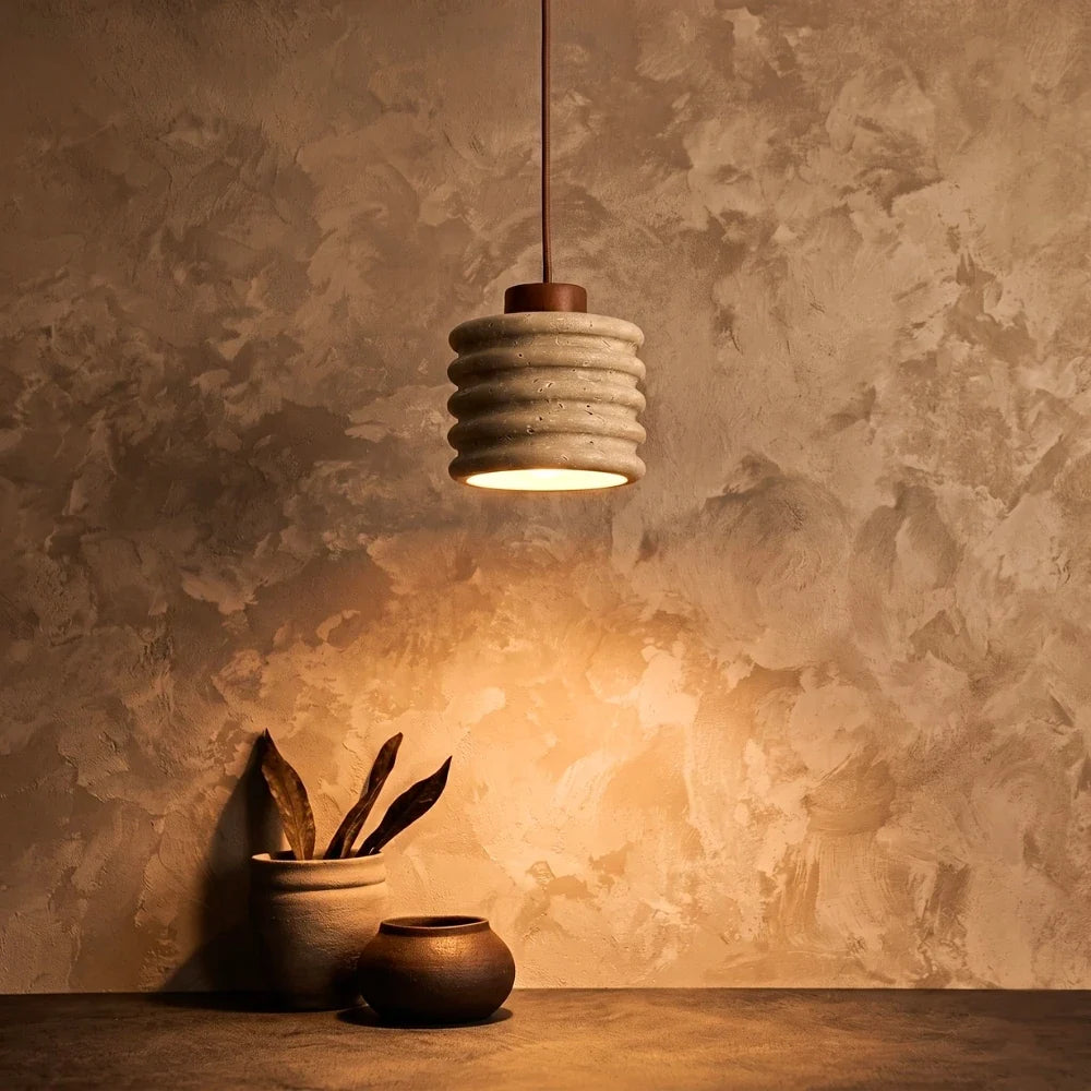 Komei Retro Wabi Sabi Travertine Stone Pendant Light