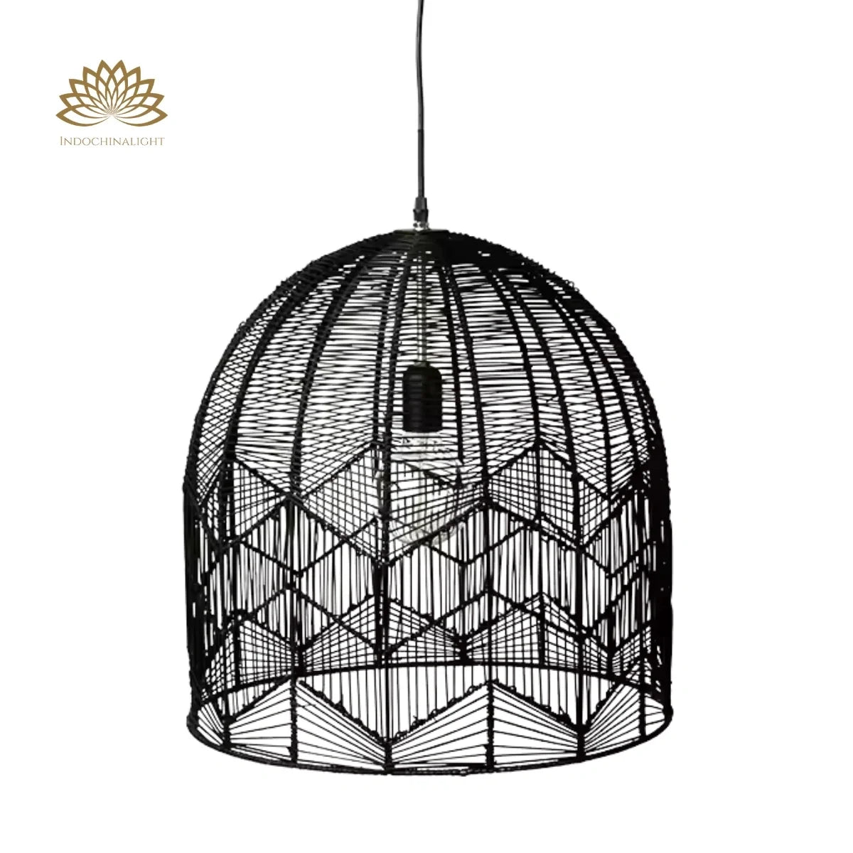 Lace Rattan Black Pendant Light