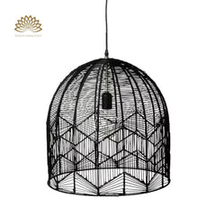 Lace Rattan Black Pendant Light