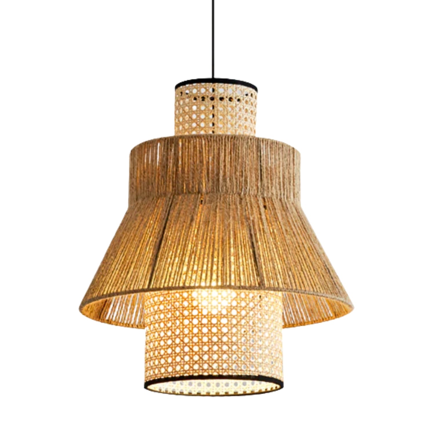 Laika Double-Tiered Rattan Pendant Light