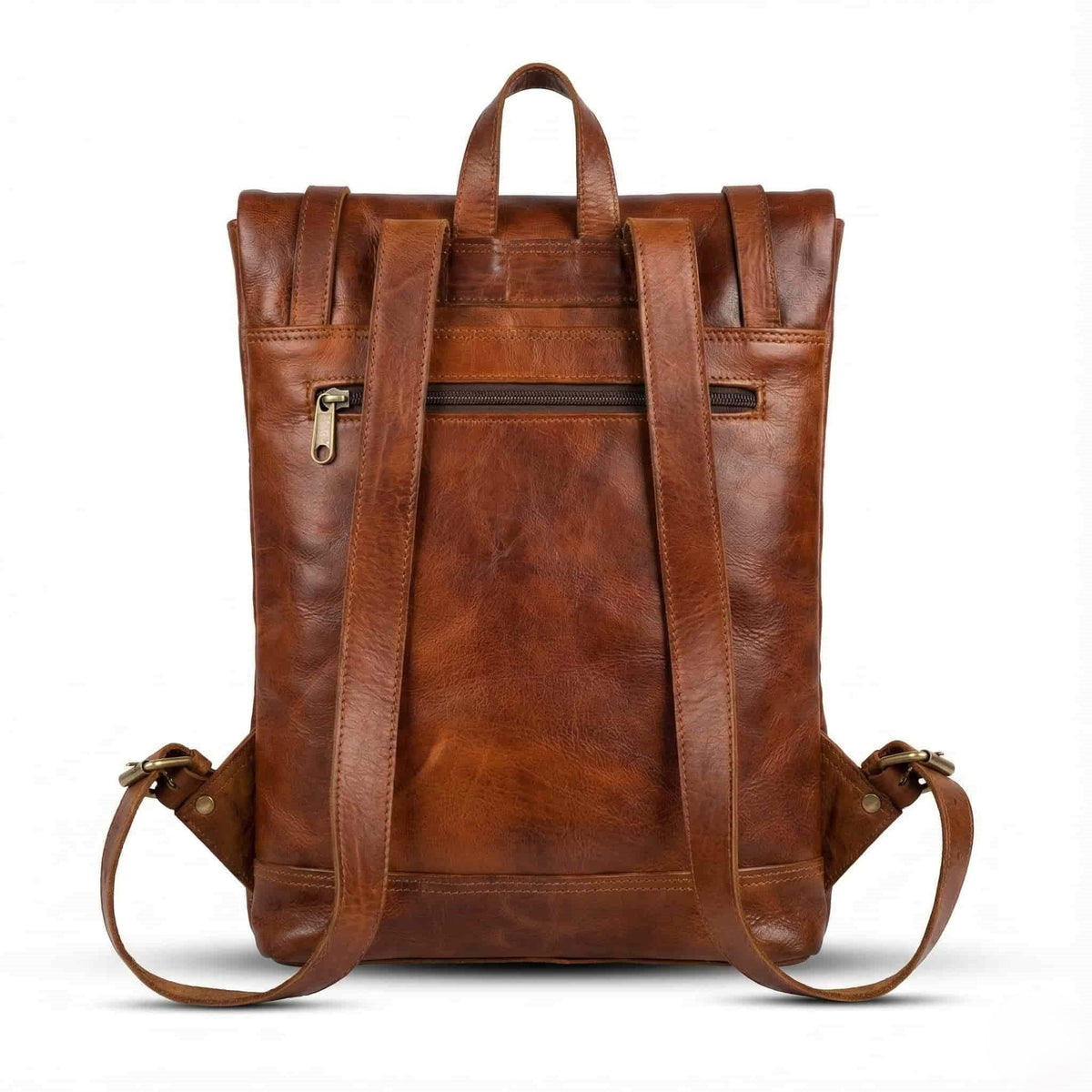 Roll Top Leather Backpack – Handmade Minimalist Travel Bag
