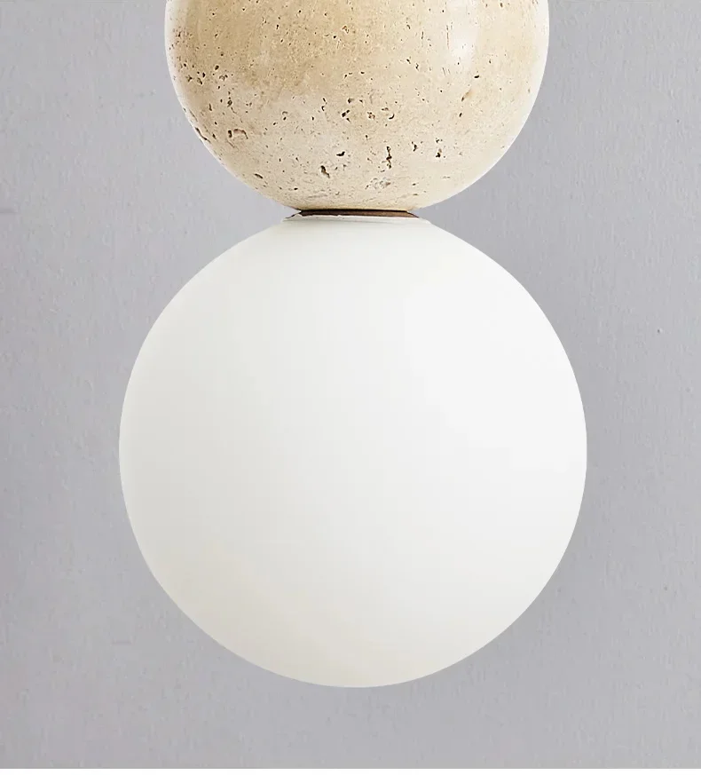 Elara Duo Wabi Sabi Three Ball Travertine Stone Pendant Light