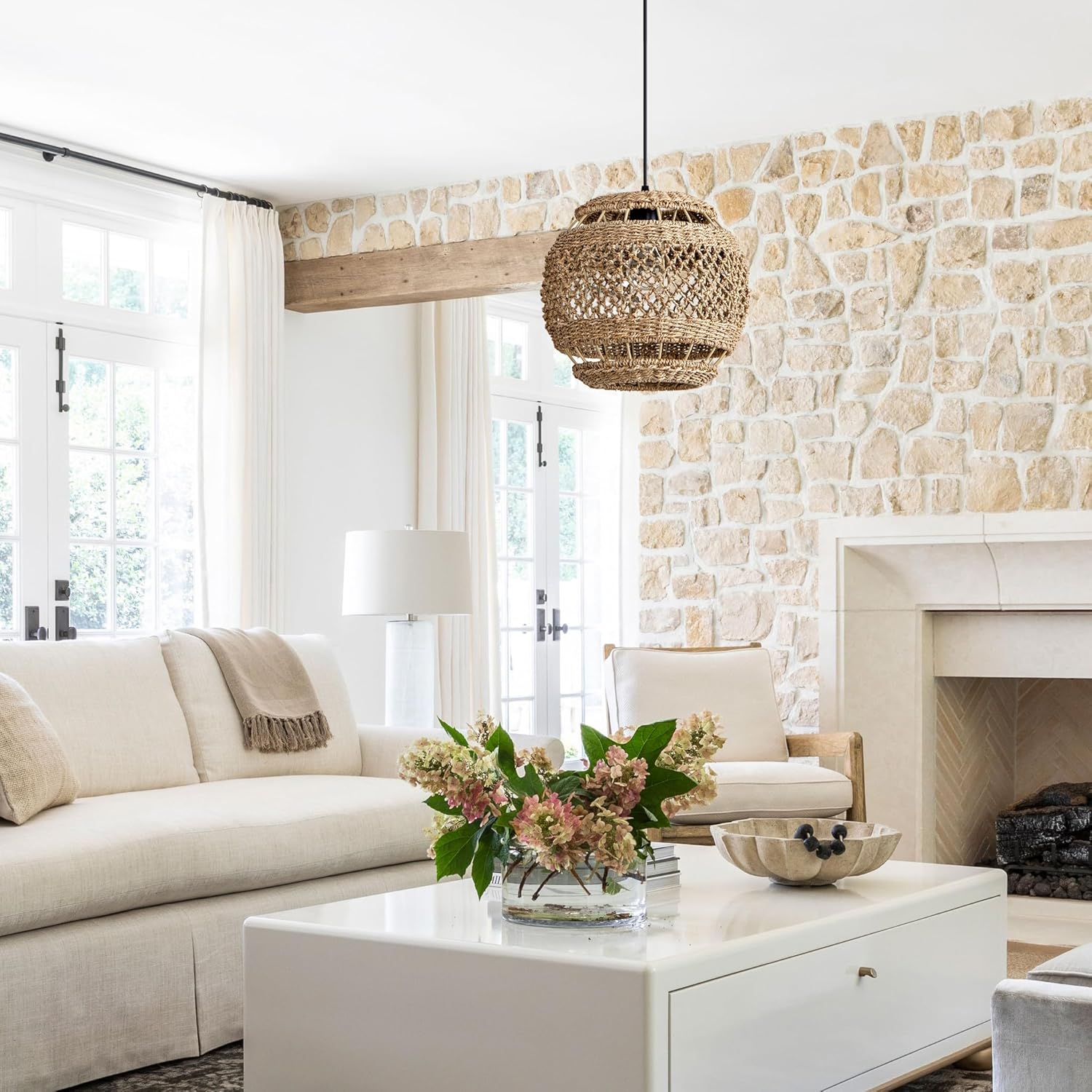 Lislibe Elegant Round Wicker Pendant Light