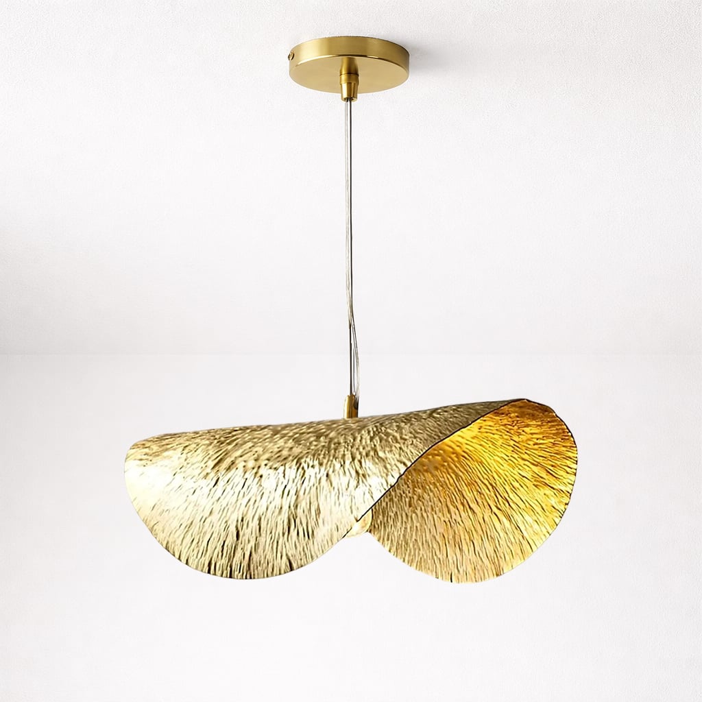 Hammered Lotus Leaf Brass Ceiling Light