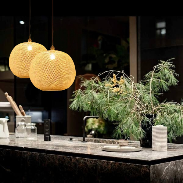 Lucy Woven Round Bamboo Pendant Light