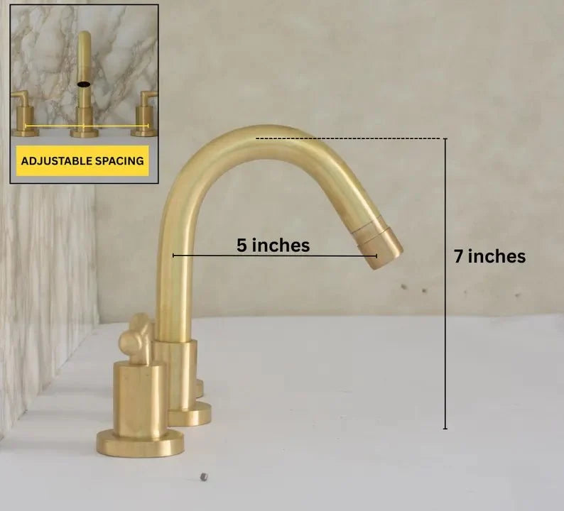 Luxury 3-Hole Brass Bathroom Faucet with Dual Handles