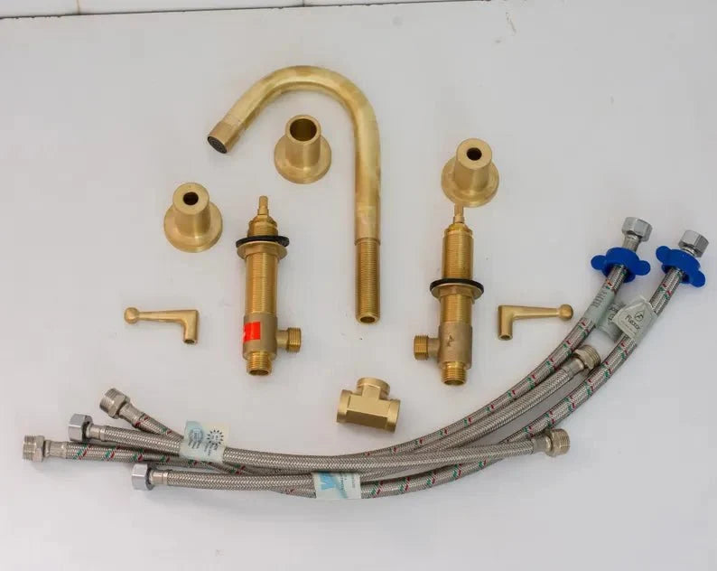 Luxury 3-Hole Brass Bathroom Faucet with Dual Handles