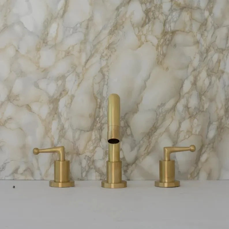 Luxury 3-Hole Brass Bathroom Faucet with Dual Handles
