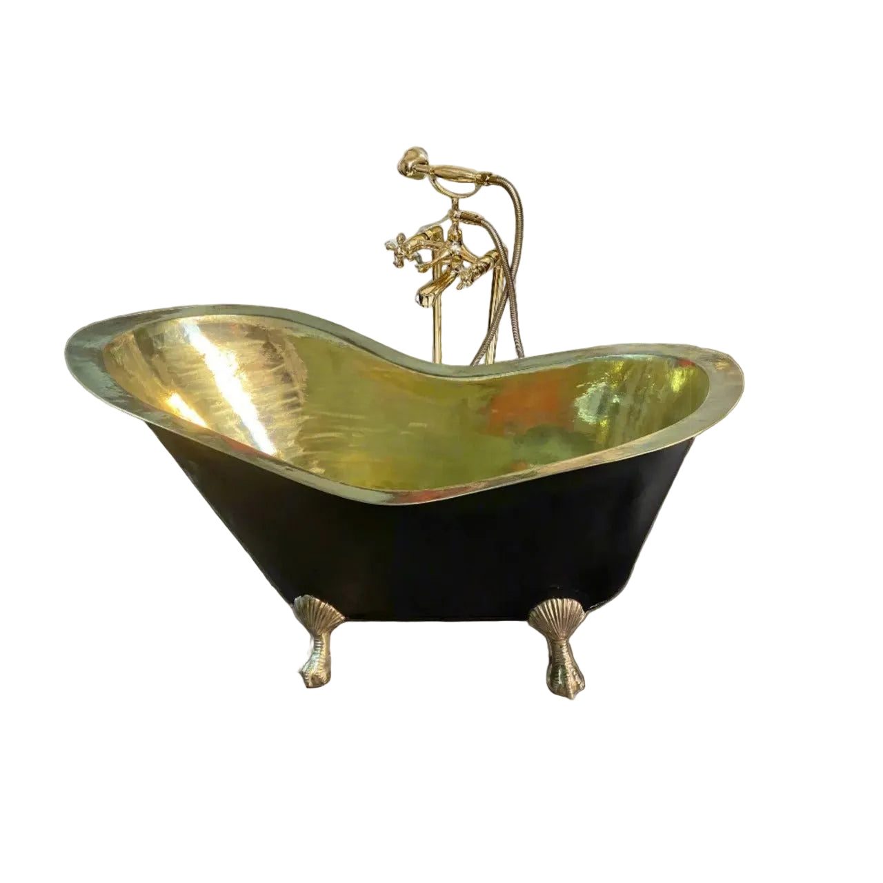 Luxury Brass & Copper Bathtub – Freestanding Clawfoot Tub, Handmade Moroccan Design
