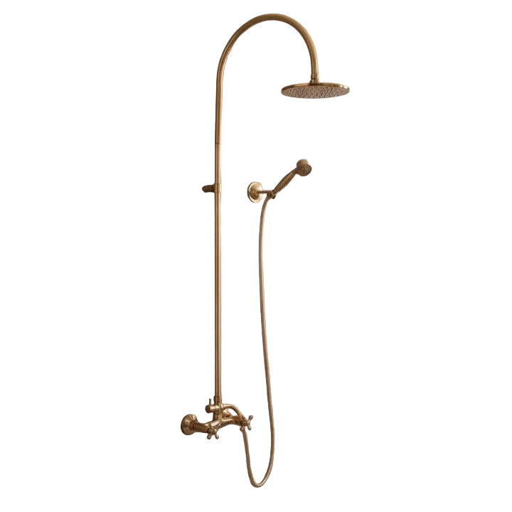 Luxury Vintage Brass Shower Set with Rainfall System and Handheld Sprayer