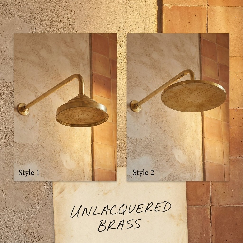 Luxury Unlacquered Brass Exposed Shower System for Elegant Bathrooms