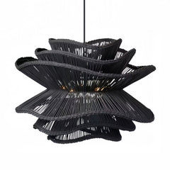 Made Goods Alondra Black Wavy Rattan Pendant Light