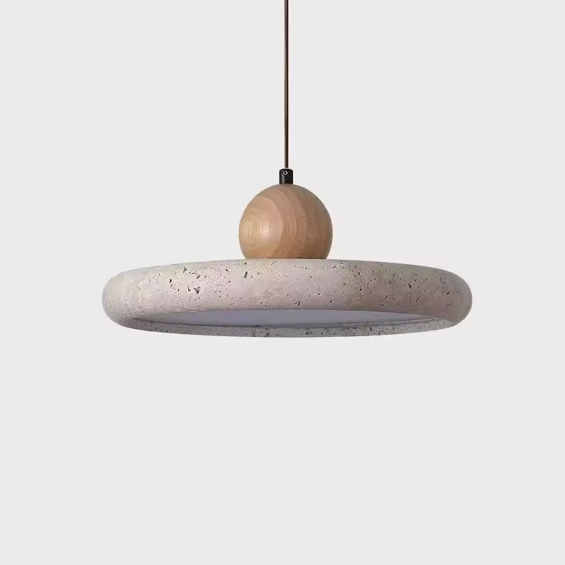 Mannelli Wabi Sabi Circular Travertine Stone Pendant Light