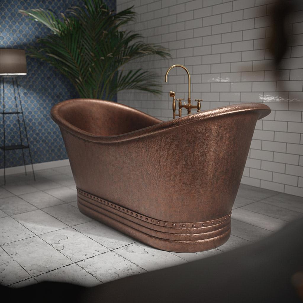 Medium Copper Freestanding Slipper Bathtub for Luxury Bathrooms