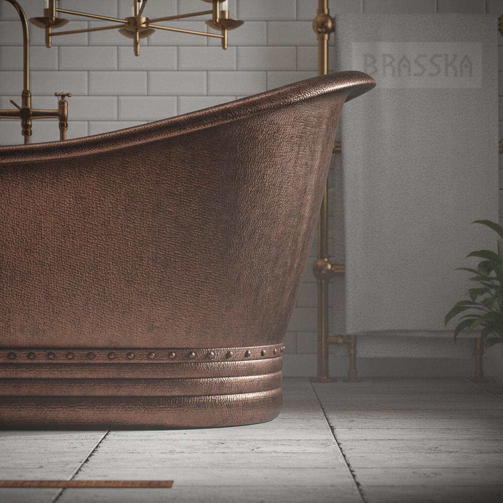Medium Copper Freestanding Slipper Bathtub for Luxury Bathrooms