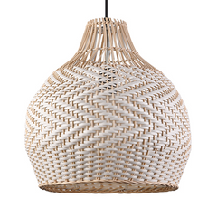 Merock White Rattan Dome Wicker Pendant Light