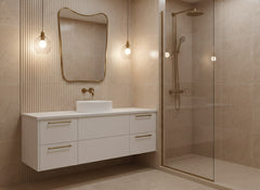 Varaudu Curved Brass Mirror Frame Wall Mirror - Antique Brass Bathroom Mirror, Vanity Wall Decor