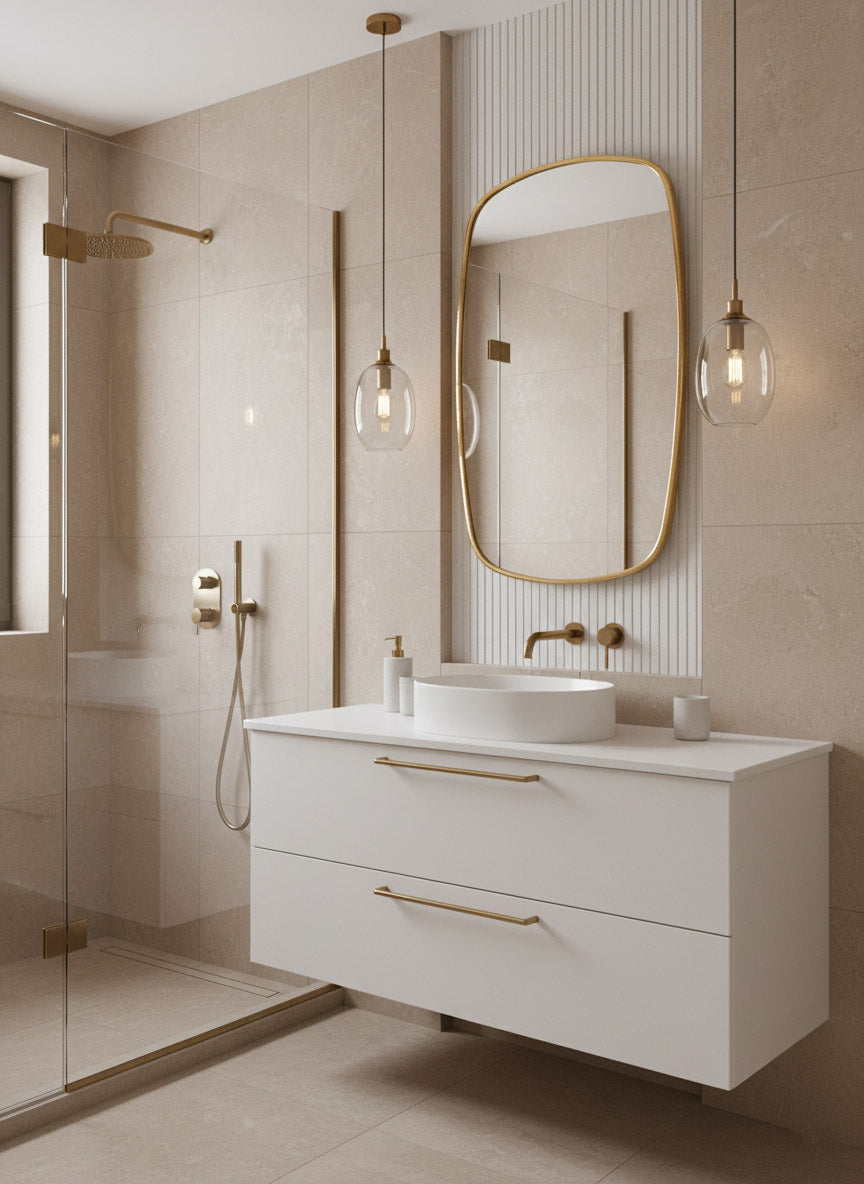 Varaudu Oblong Antique Brass Mirror Rectangular Wall Mirror 369099918 - Antique Brass Bathroom Mirror, Vanity Wall Decor