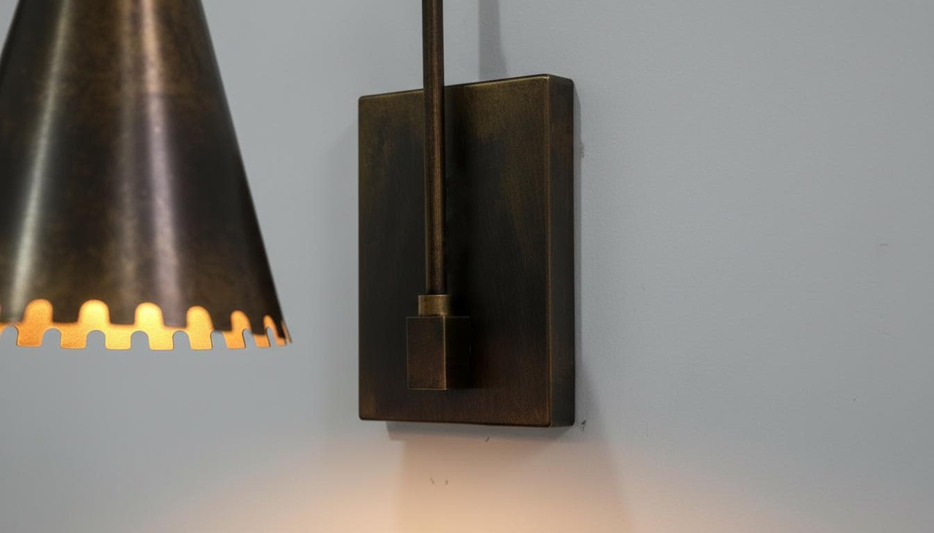Modern Rustic Brass Wall Lamp - Industrial Black Patina Sconce