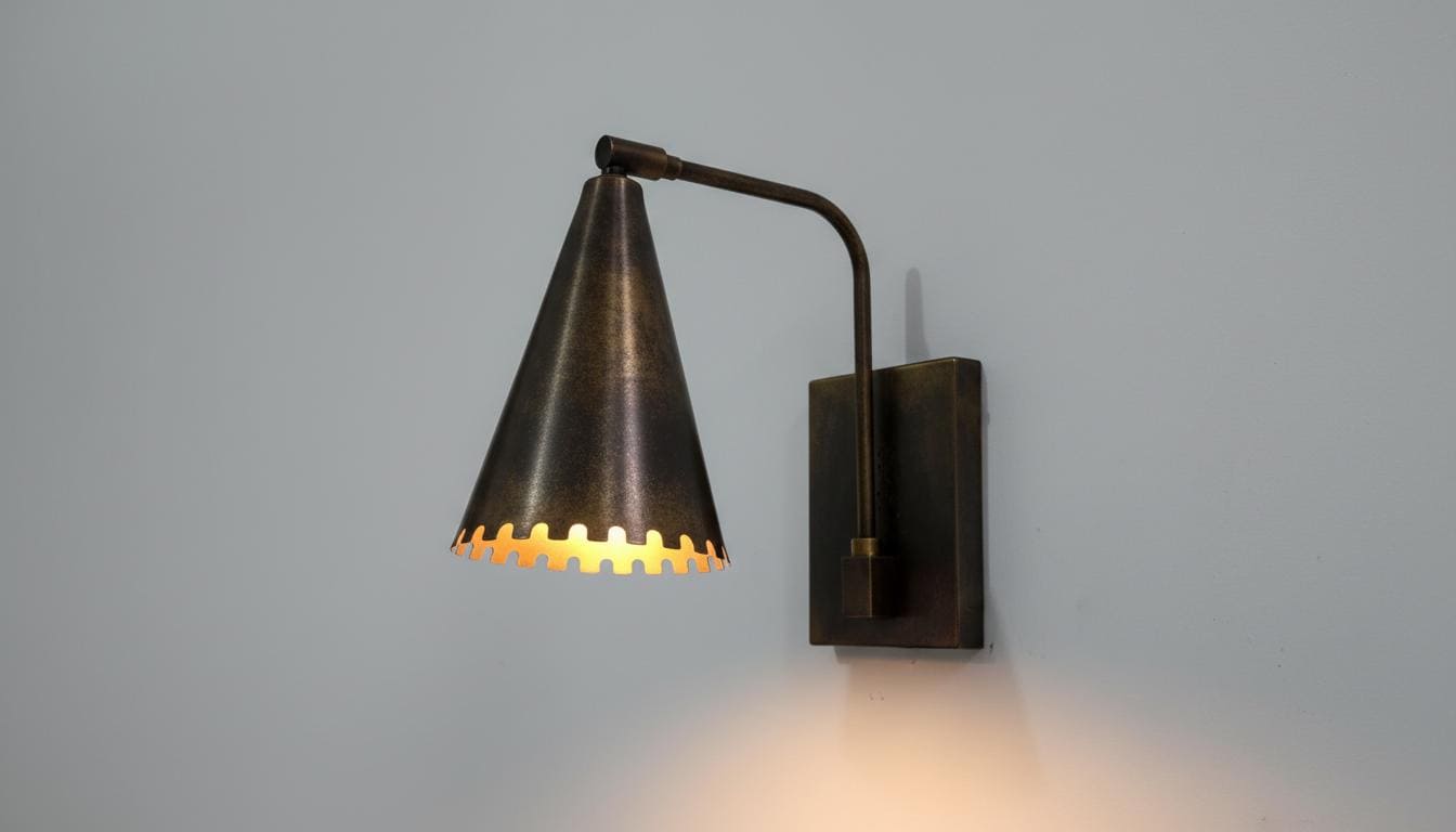 Modern Rustic Brass Wall Lamp - Industrial Black Patina Sconce