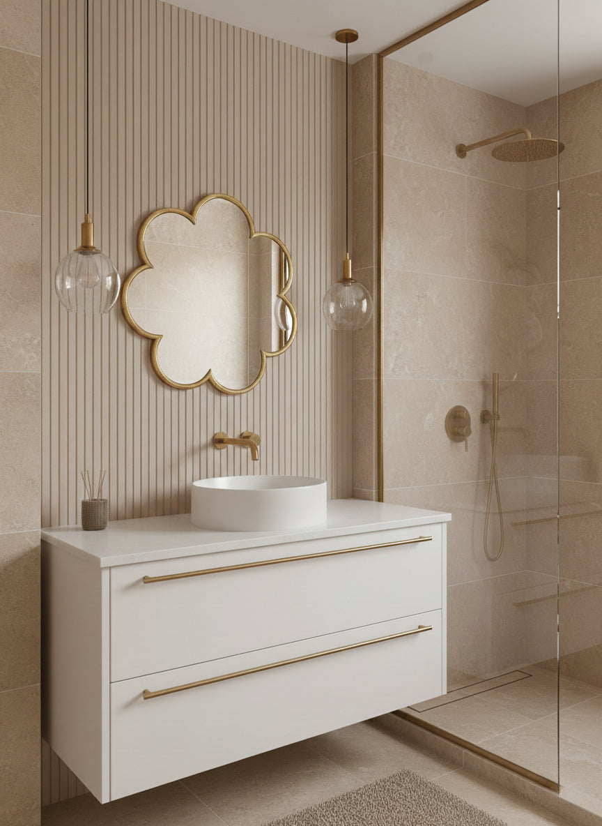 Varaudu Handmade Flower Brass Mirror Customized Gold Frame 369099660 - Antique Brass Bathroom Mirror, Vanity Wall Decor