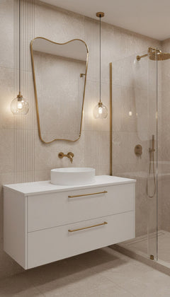 Varaudu Freeform Wall Mirror - Antique Brass Bathroom Mirror, Vanity Wall Decor