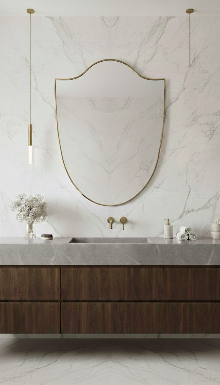 Varaudu Antique Brass Mirror Italien Antique Mirror - Antique Brass Bathroom Mirror, Vanity Wall Decor