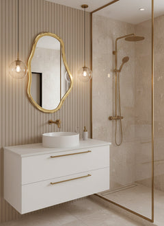 Varaudu Asymmetrical Mirror Wall Brass Mirror 369099721 - Antique Brass Bathroom Mirror, Vanity Wall Decor