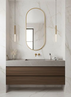 Varaudu Antique Brass Capsule Mirror Brass Wall Mirror - Antique Brass Bathroom Mirror, Vanity Wall Decor