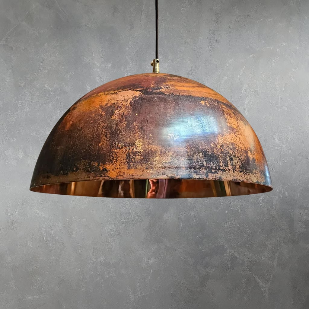 Wide Dome Copper Pendant Light