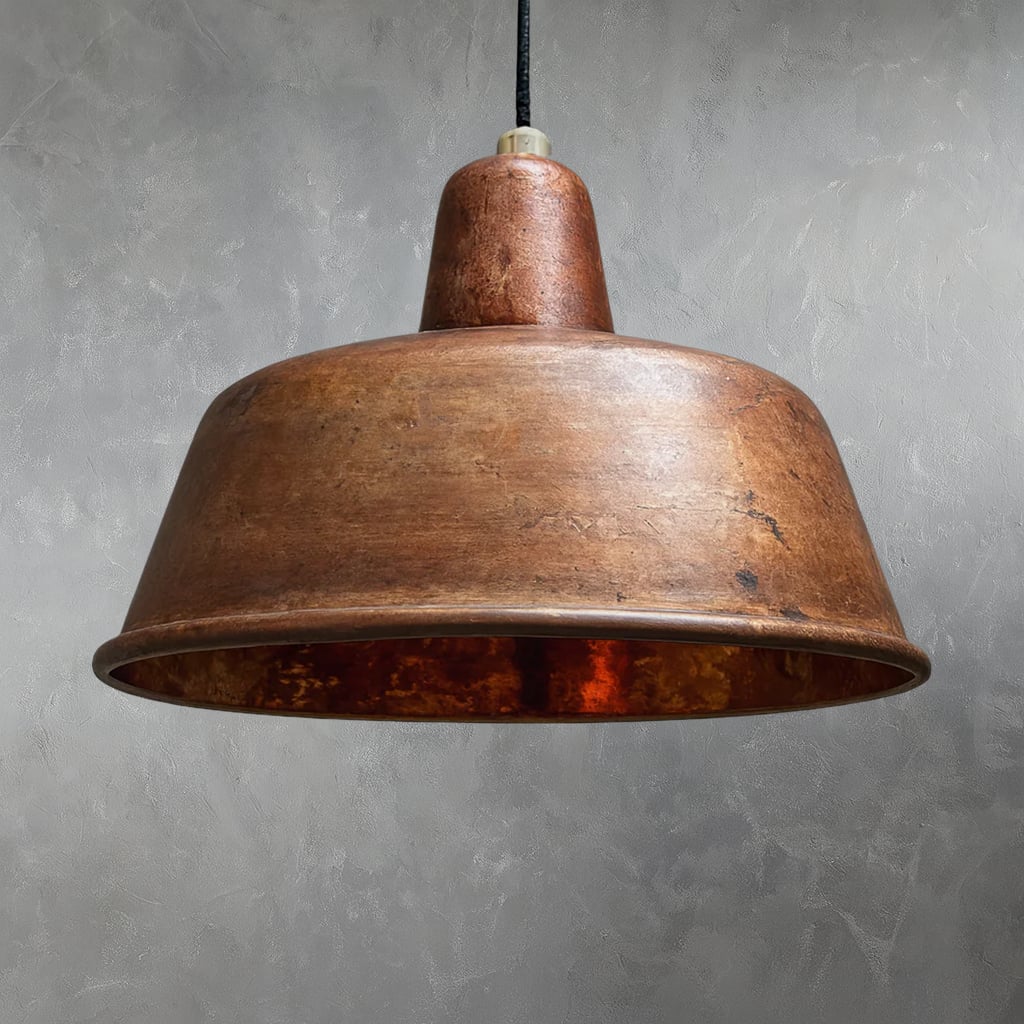 Wide Brushed Copper Pendant Light