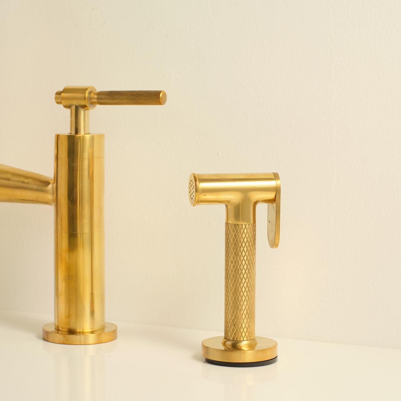 Mykonos Bridge Faucet with Unlacquered Brass Finish