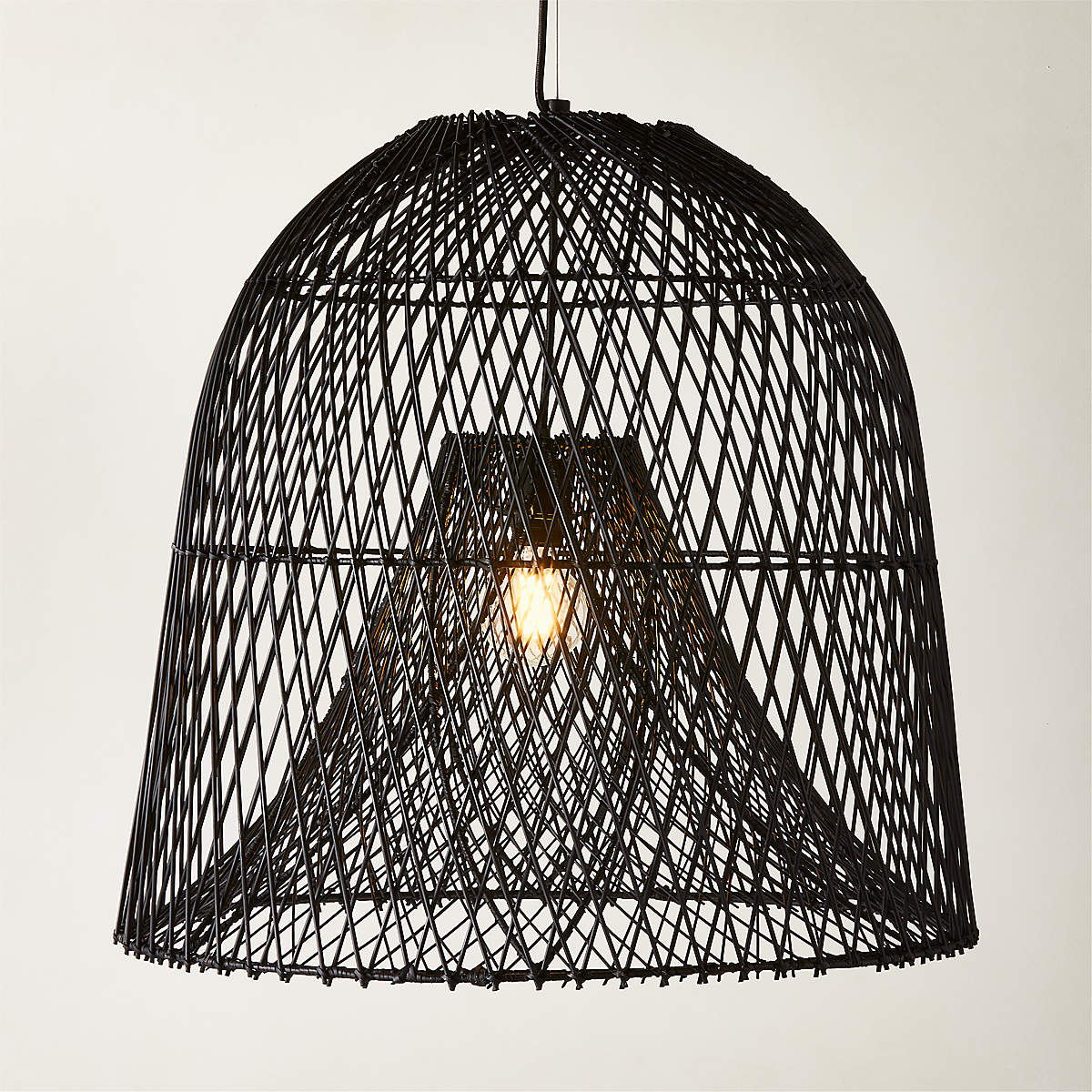 Nassa Large Black Rattan Pendant Light
