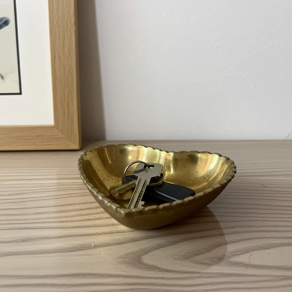 Handcrafted Brass Heart Dish – Solid Brass Key Bowl & Jewelry Holder