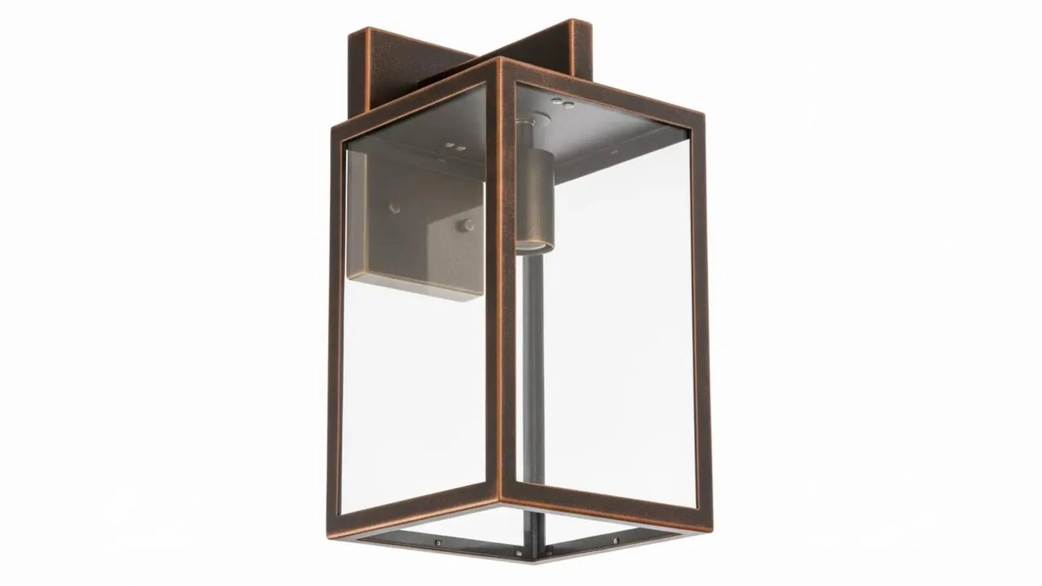 Oil Rubbed Copper Box Lantern - Dark Bronze Outdoor Wall Sconce