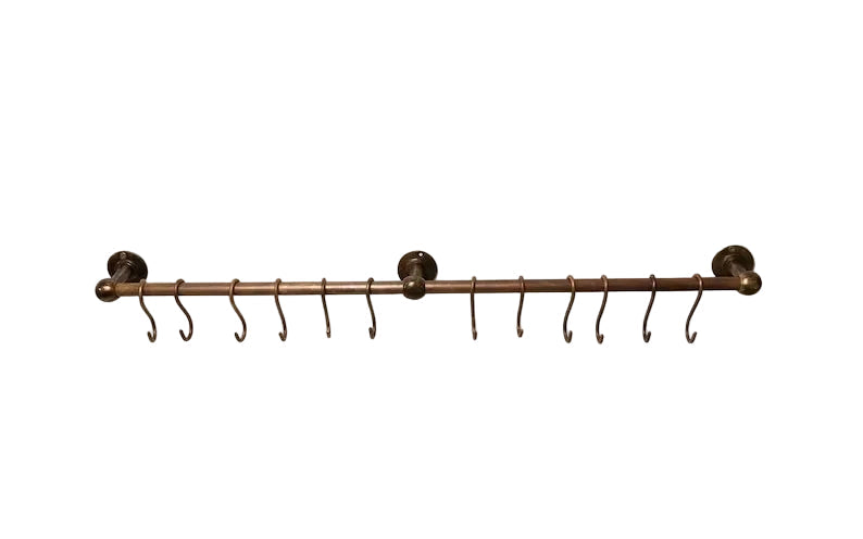 Oil Rubbed Pot Rack kitchen Storage - Copper Kitchen Rail with Hooks