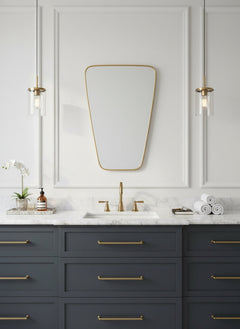 Varaudu Gold Wall Brass Mirror Triangle Mirror 369099720 - Antique Brass Bathroom Mirror, Vanity Wall Decor