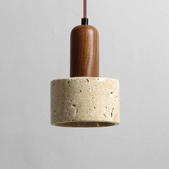 Ora Wabi Sabi Cylinder Travertine Stone Pendant Light