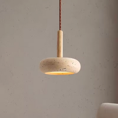 Osho Wabi Sabi Round Travertine Stone Pendant Light