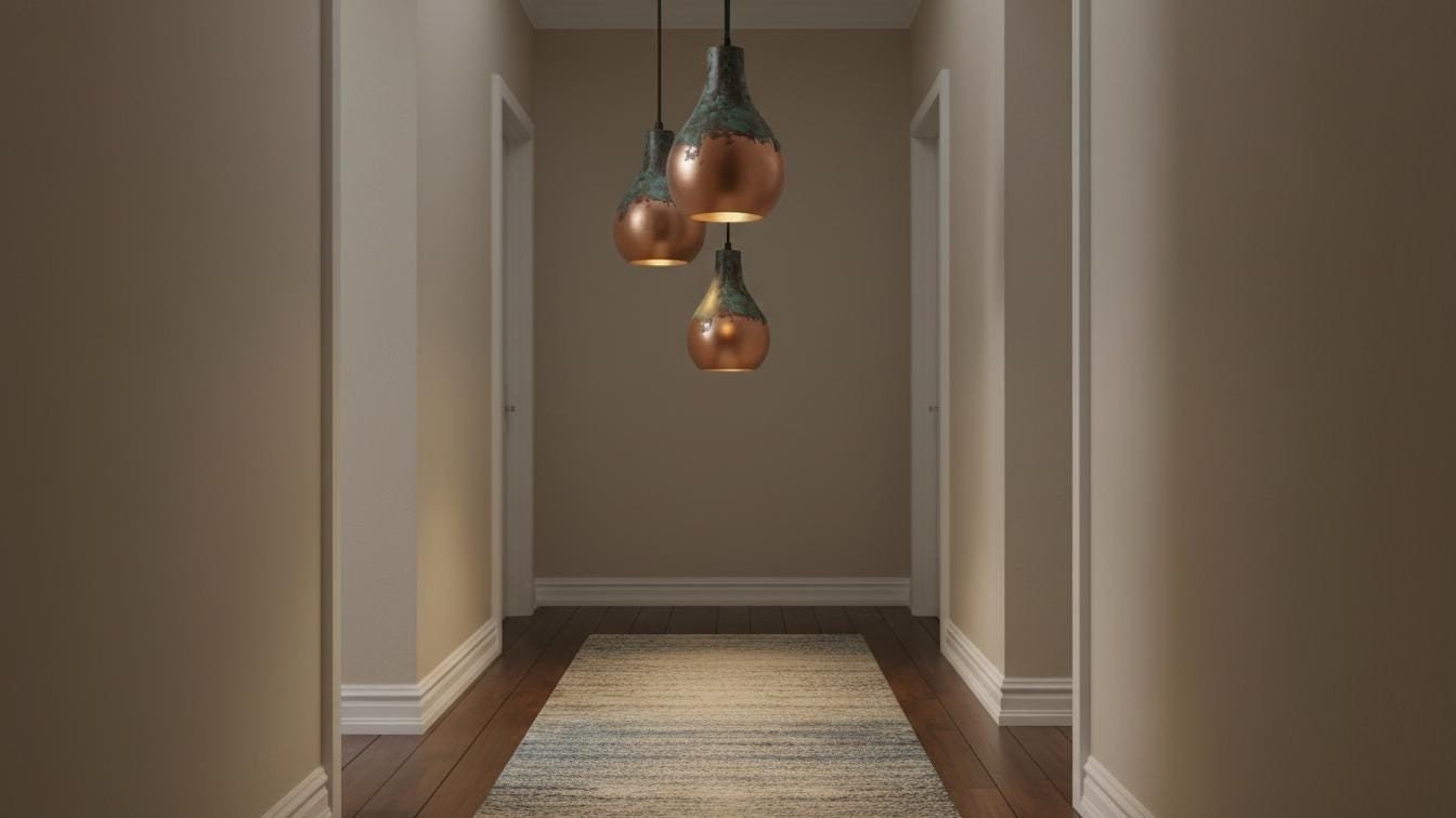 Oxidized Antique Copper Pendant Light - Teardrop Ceiling Lamp
