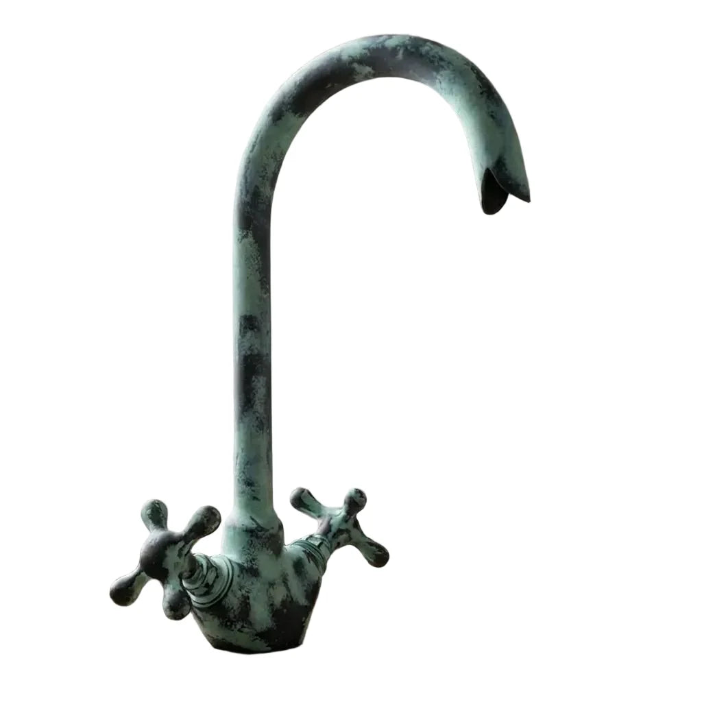 Oxidized Brass Gooseneck Bathroom Faucet with Luxurious Patina