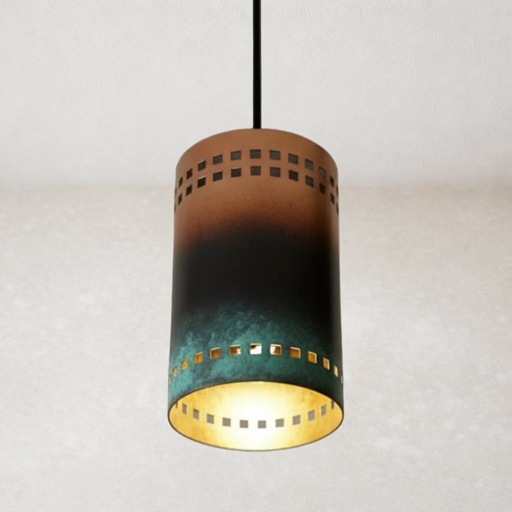 Perforated Patina Copper Pendant Light