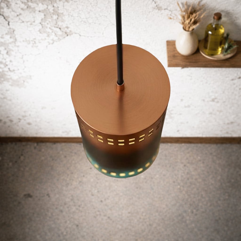 Perforated Patina Copper Pendant Light